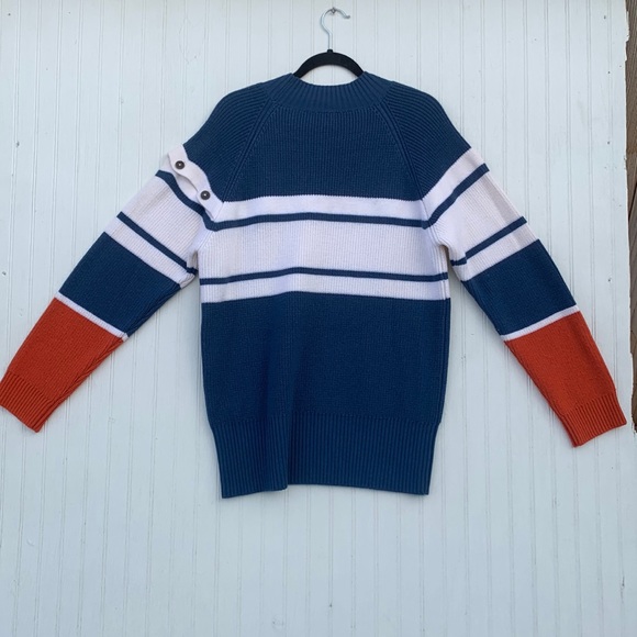 Eleventy blue Wool Sweater color block button sleeve - Picture 6 of 14